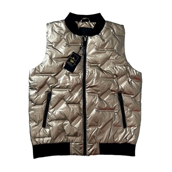 Bertigo Hawk Quilted Zip Vest Gold Bronze ( M )